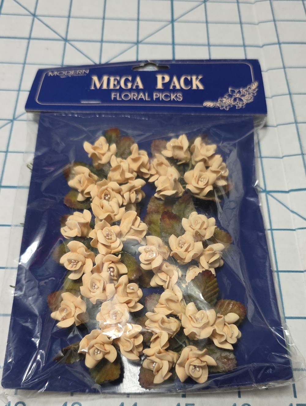 Mega Pack Floral Picks, CreamClay W/White Pips Flower Embellishments 6 Bundles
